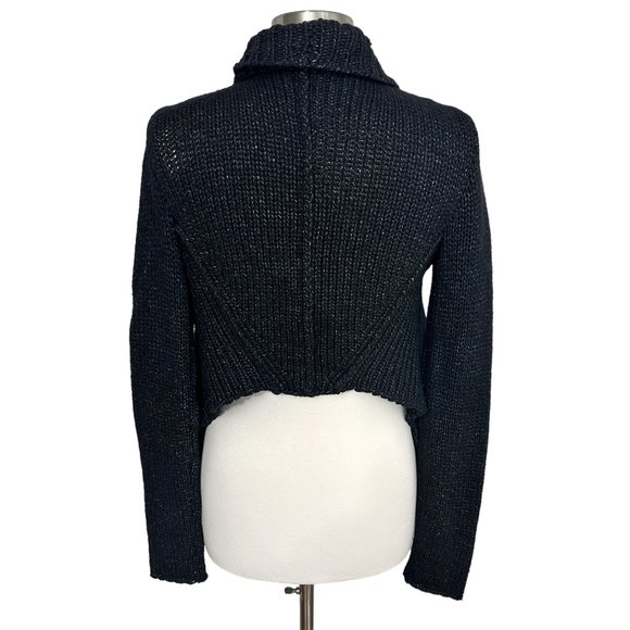 Helmut Lang M Black Ocacity Draped Chunky Knit Asymmetrical Cardigan Sweater - Picture 3 of 10